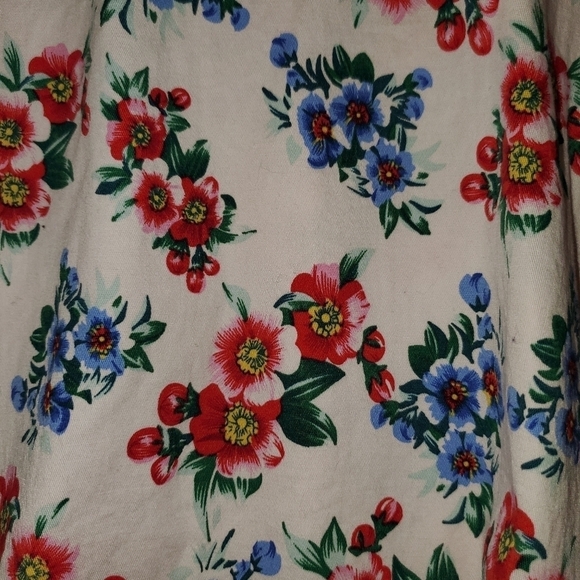 Red White & Blue Floral Print Sleeveless Sundress Lg - Picture 4 of 11